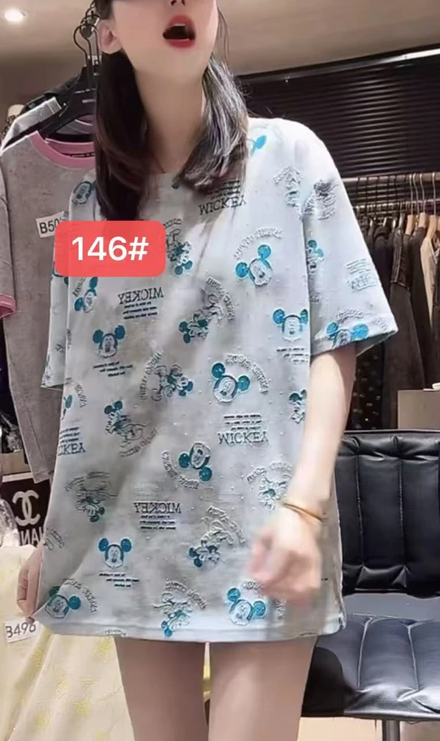 2025夏季新款米奇撞色刺绣T恤 146