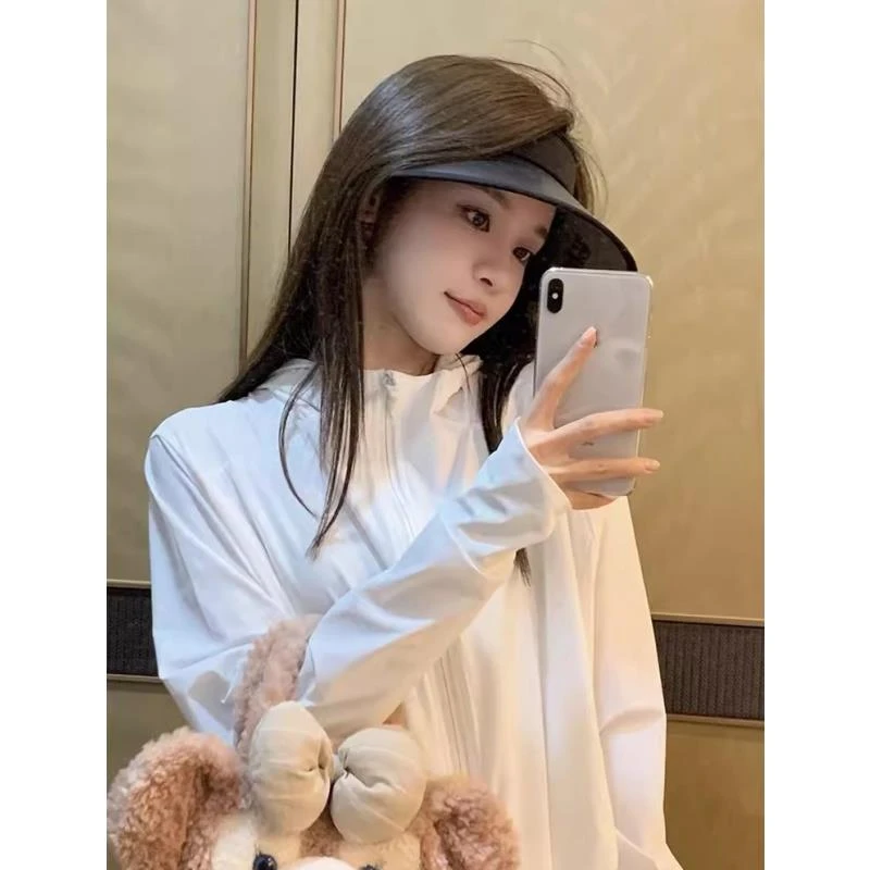 白色冰丝防晒衣女款夏季2025新款防晒服宽松小个子薄外套防紫外线