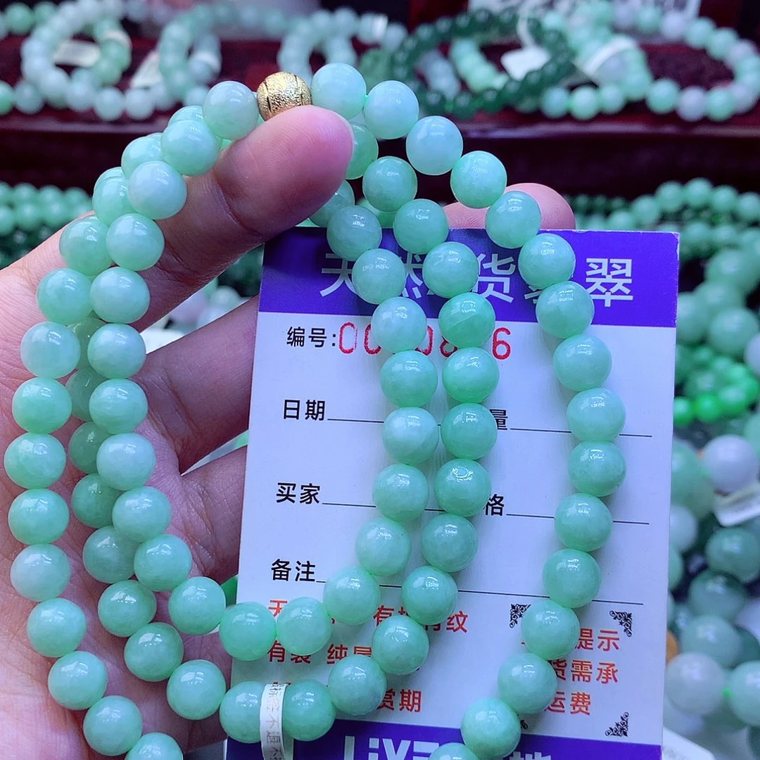 艳***理翡翠未镶嵌毛衣链