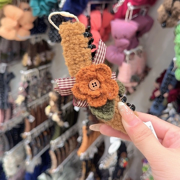 南瓜色毛线花香蕉夹