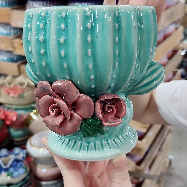 有孔.凑单10元陶瓷花盆发货！