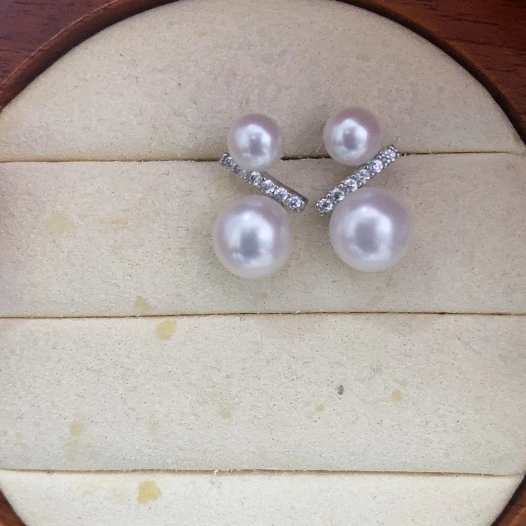 银S925镶嵌淡水珍珠耳饰