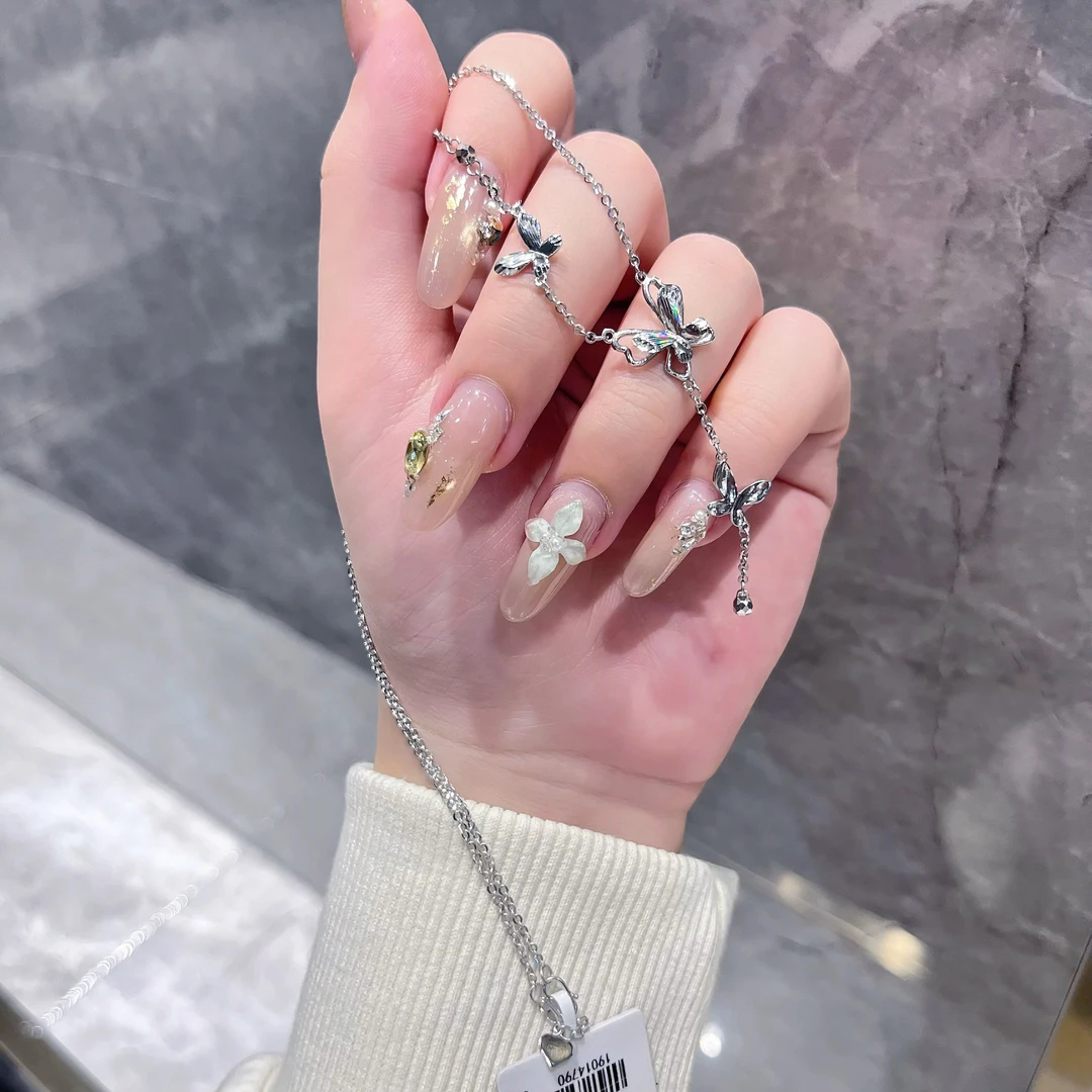 pt950 铂首饰 镭射蝴蝶套链