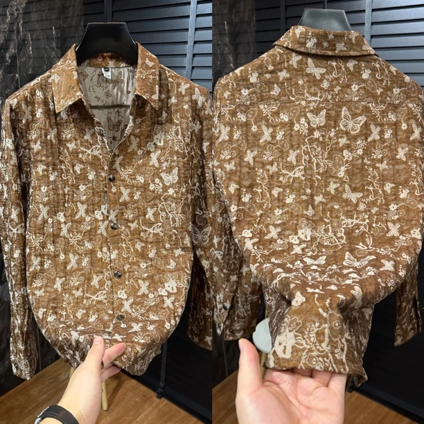 8908欧货男士翻领提花工艺男士衬衫穿搭青春潮流冬季穿搭