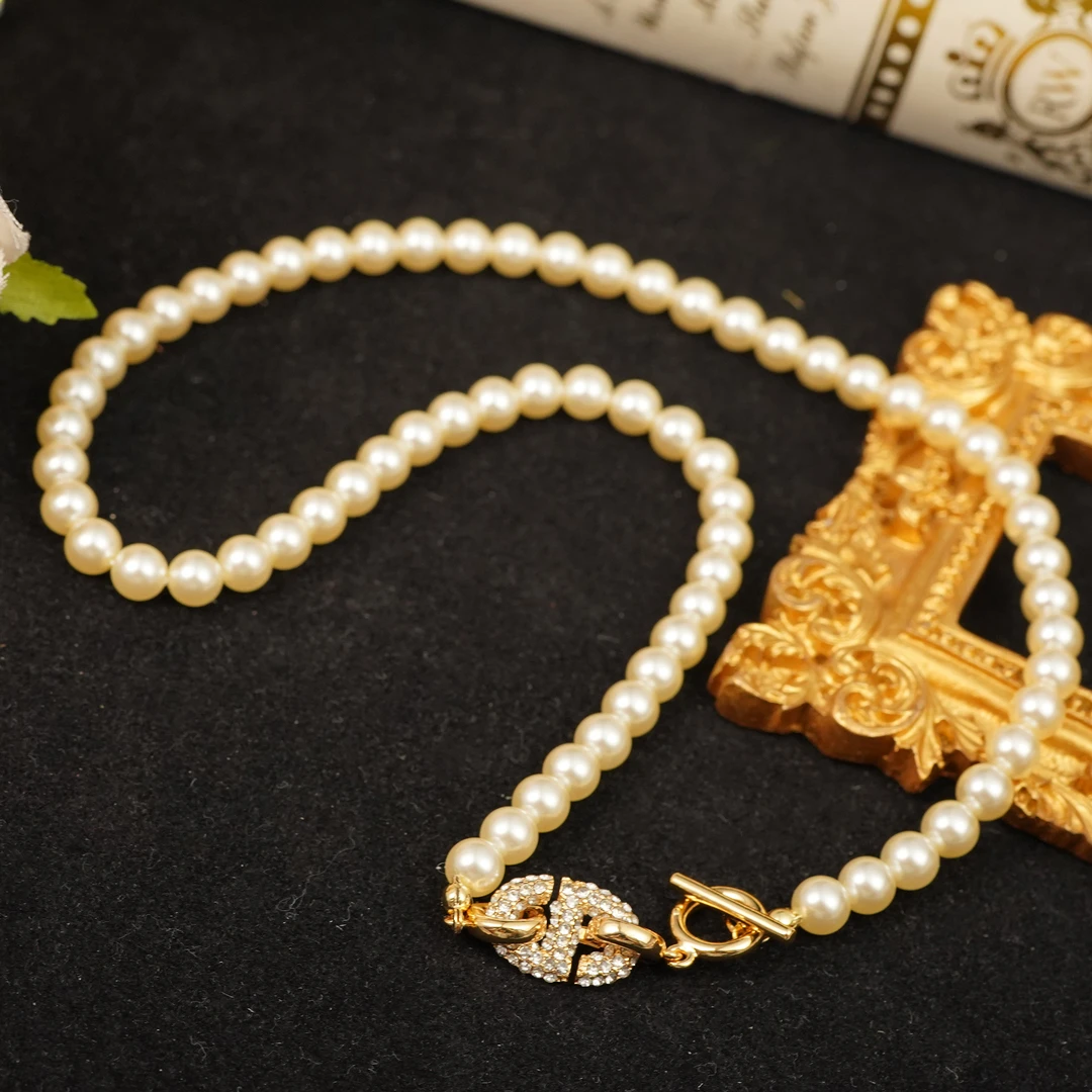 铜合金项链 【3303】LeLe 项链 cd 满钻字母 OT扣（主链：44cm）