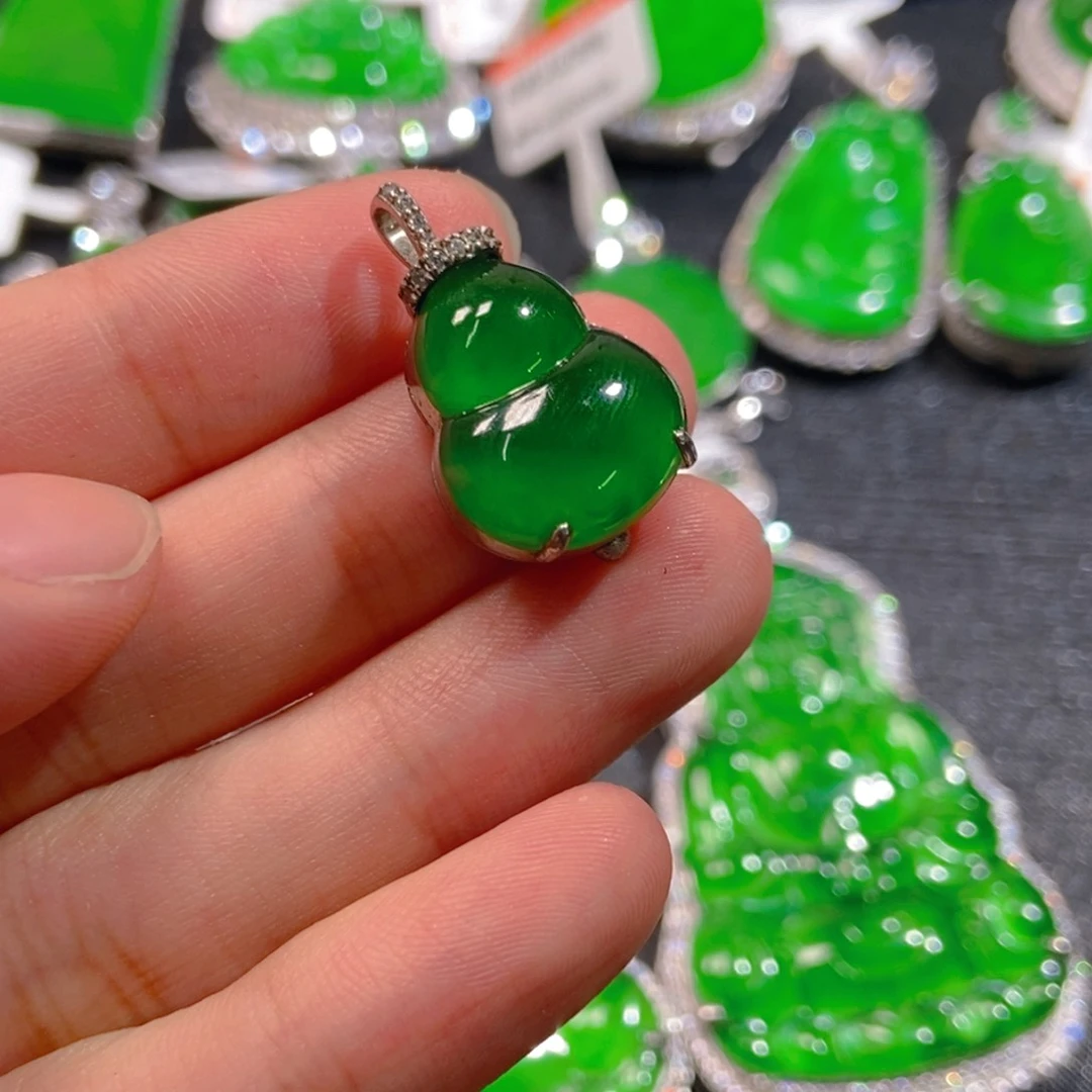 翡翠银S925镶嵌吊坠(不含链)