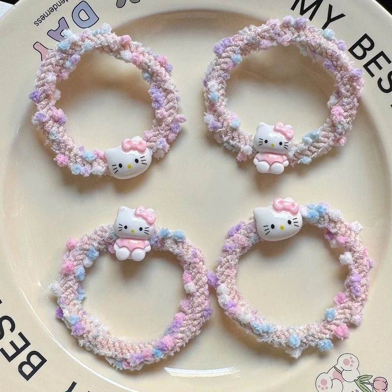 卡通kt猫发绳彩色发圈少女甜美可爱编织头绳高弹力皮筋头饰发饰