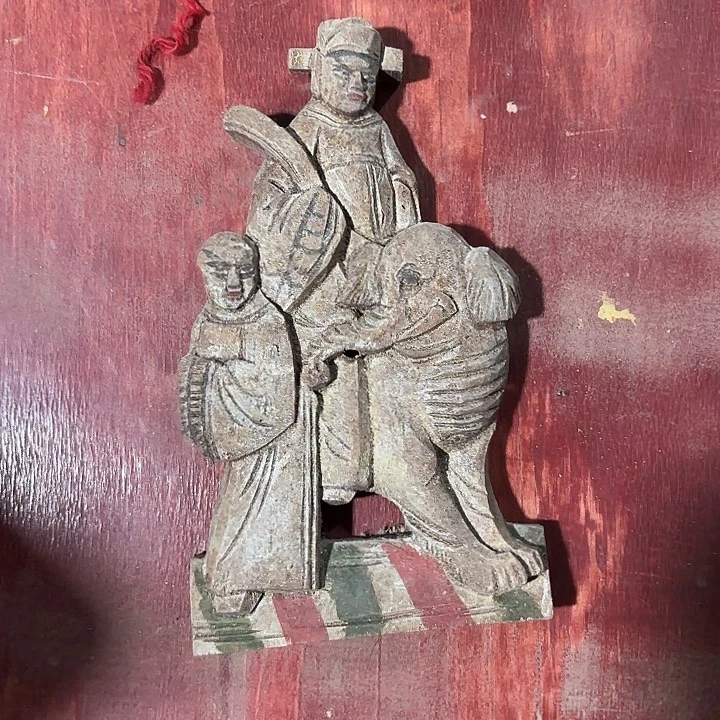 莲***道香榧木老木雕老人物花板
