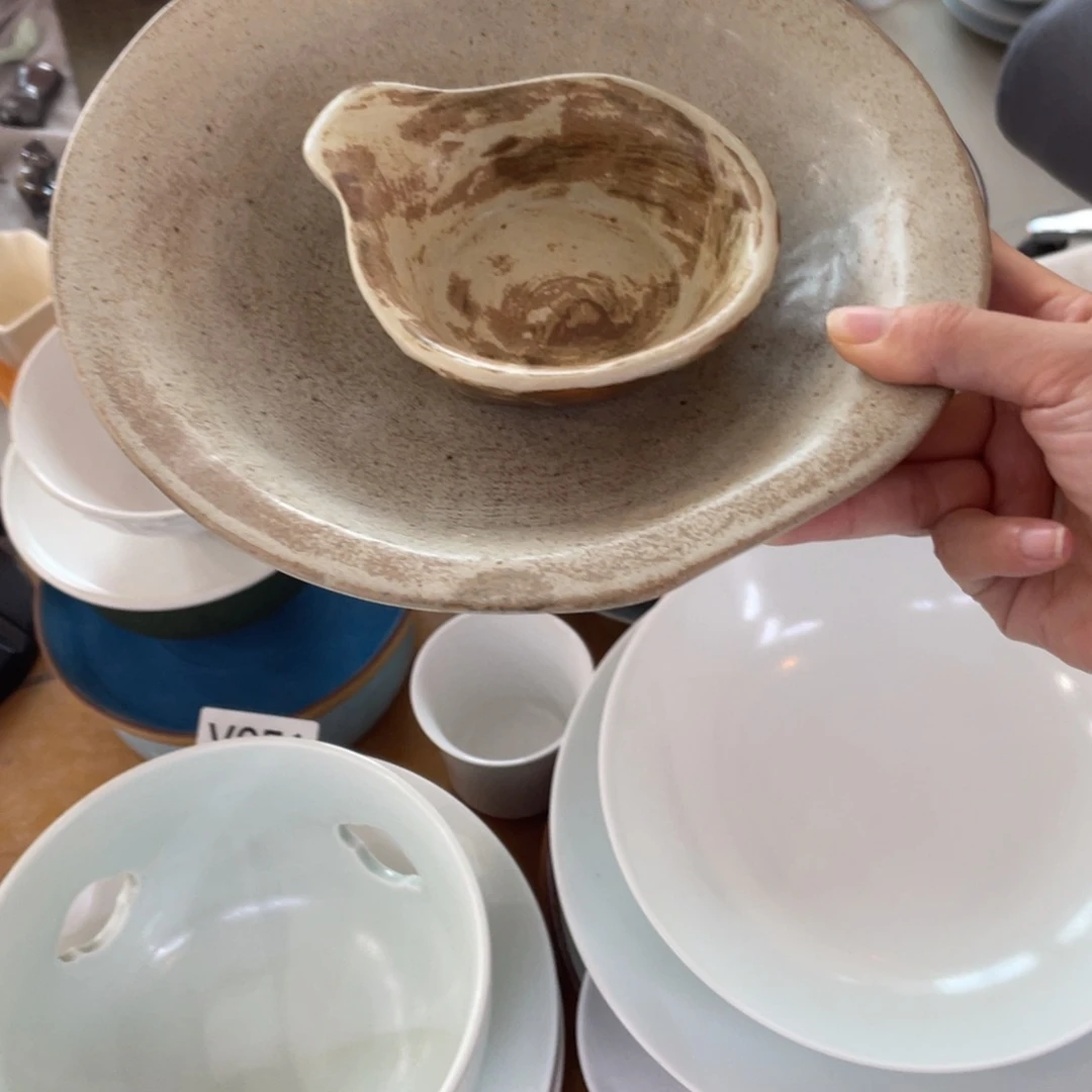 陶景德镇粗陶复古盘碗微瑕