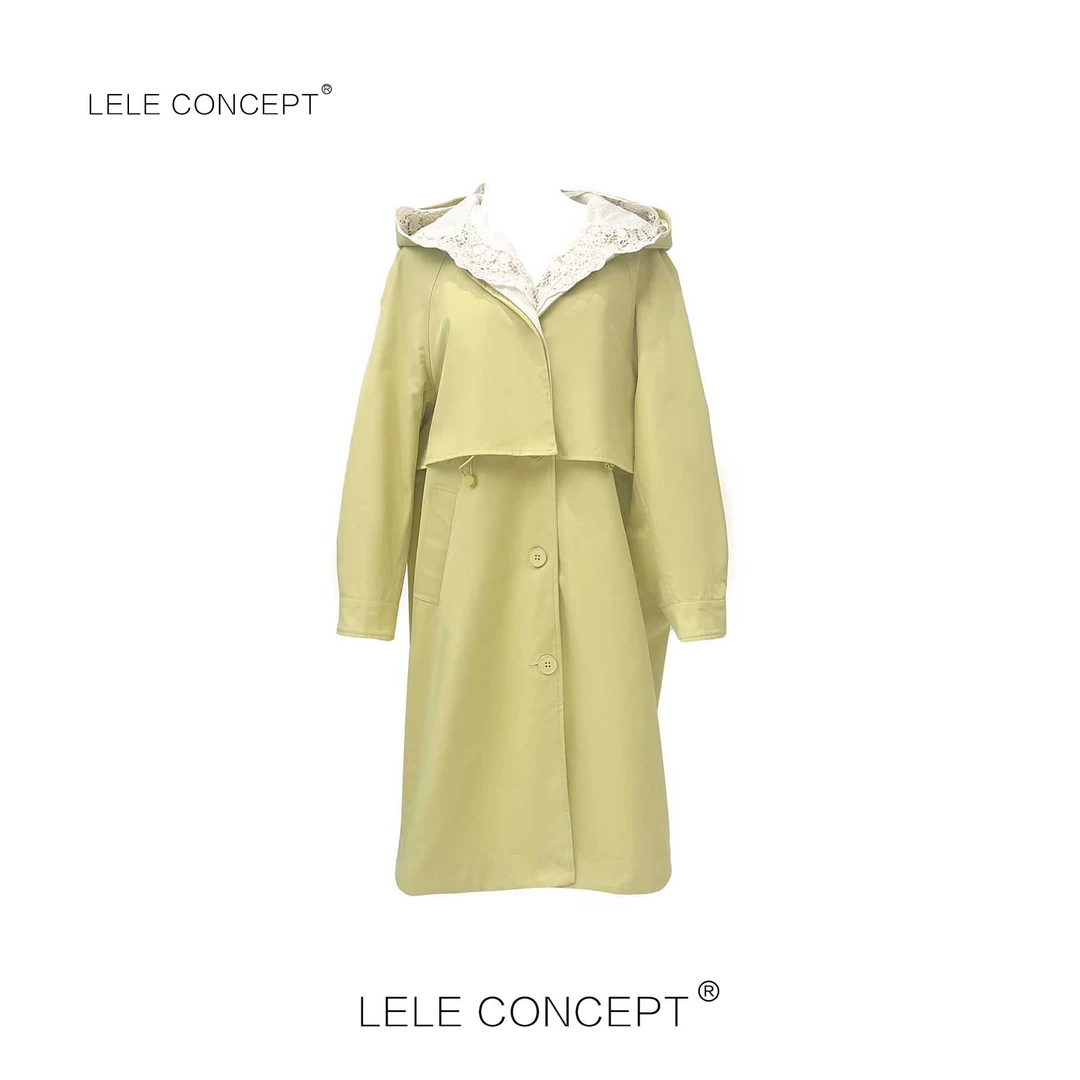 LELE CONCEPT丨个性设计师款蕾丝帽风衣Y0566