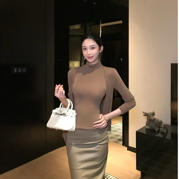 希野逸儿/薄款披肩外套+堆堆领修身显瘦无袖背心两件套上衣秋季新