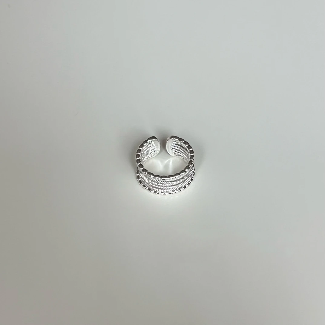 纯铜戒指 Lumen•绳纹开口戒指&绳纹银圈