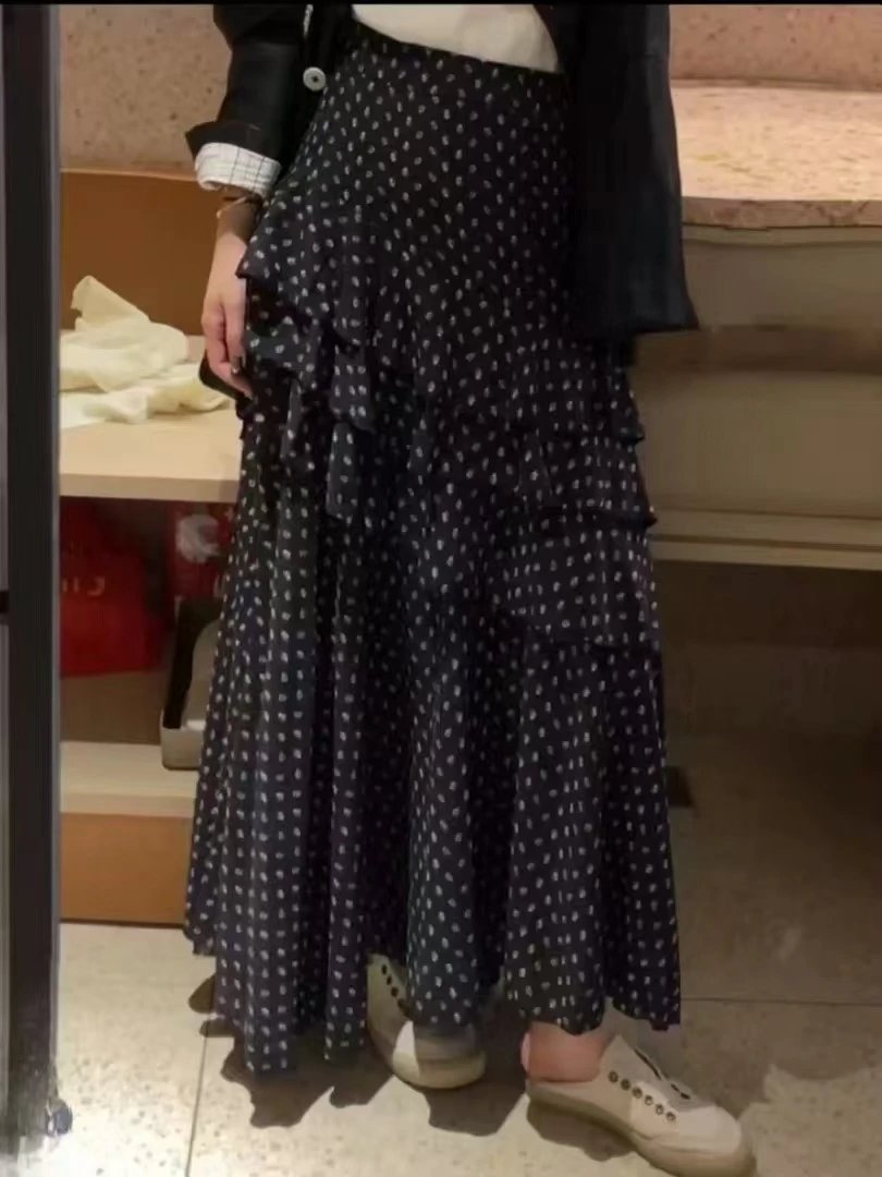 碎花荷叶边显瘦不规则设计半身裙7005