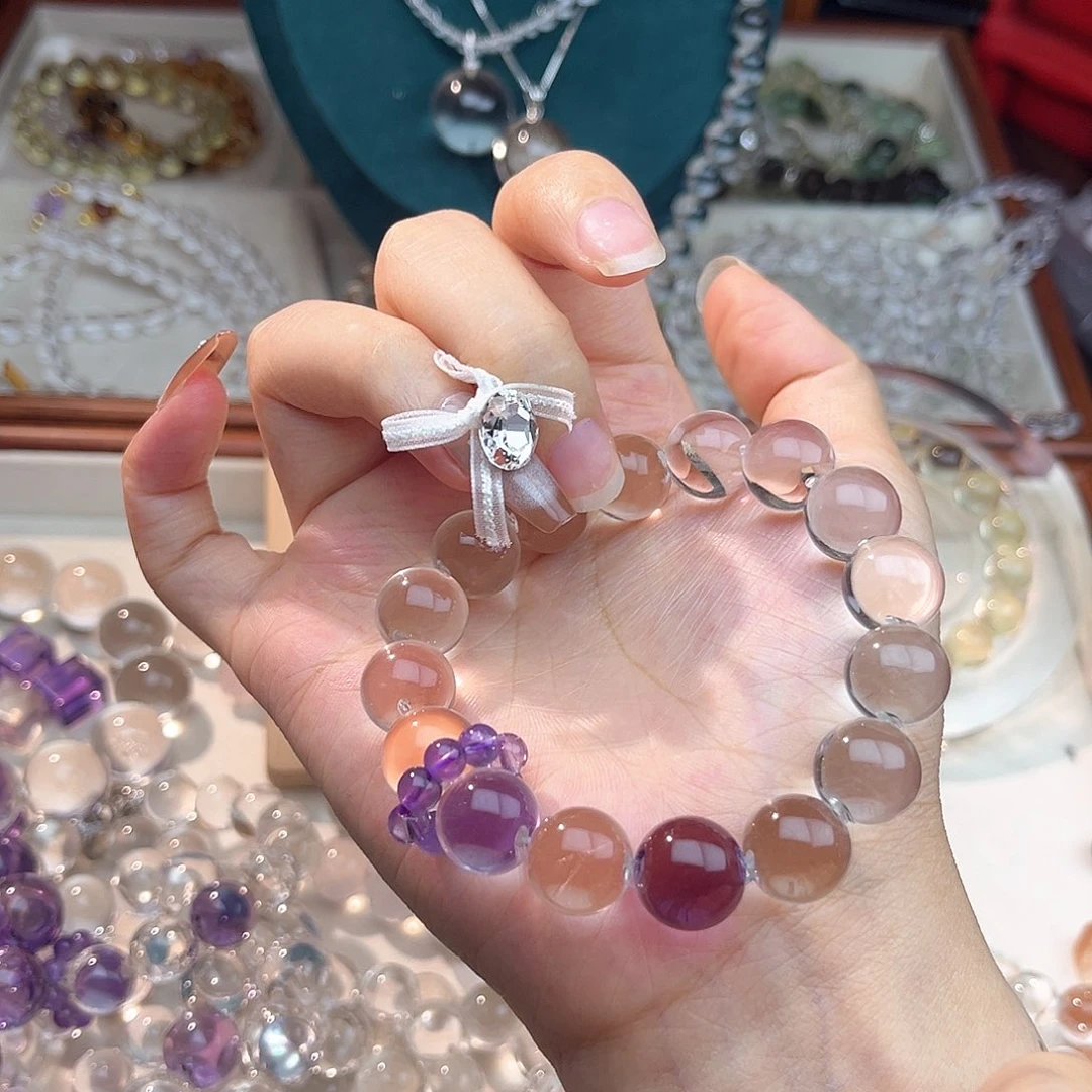 水晶手链未镶嵌10mm白水加紫水