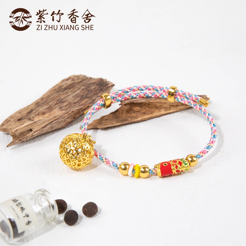 【送五彩绳（宫铃）手链】古法香囊手链随身佩戴香丸可打开扩香