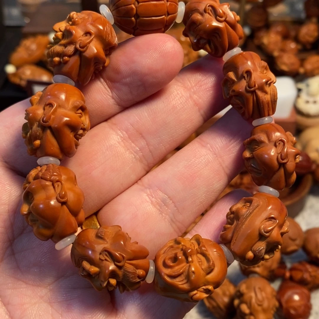 单***骨手串橄榄核1.9+老油核有裂殷晨月老皮壳殷派手串