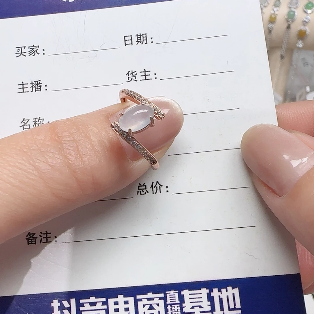 翡翠戒指银S925镶嵌缅甸a货翡翠s925银镶戒指