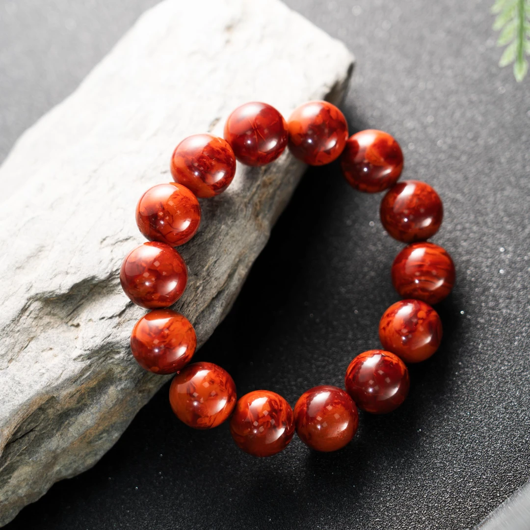 【兵哥南红精选】川料南红妖孽级牛血火焰纹（收藏级）满肉全品单圈