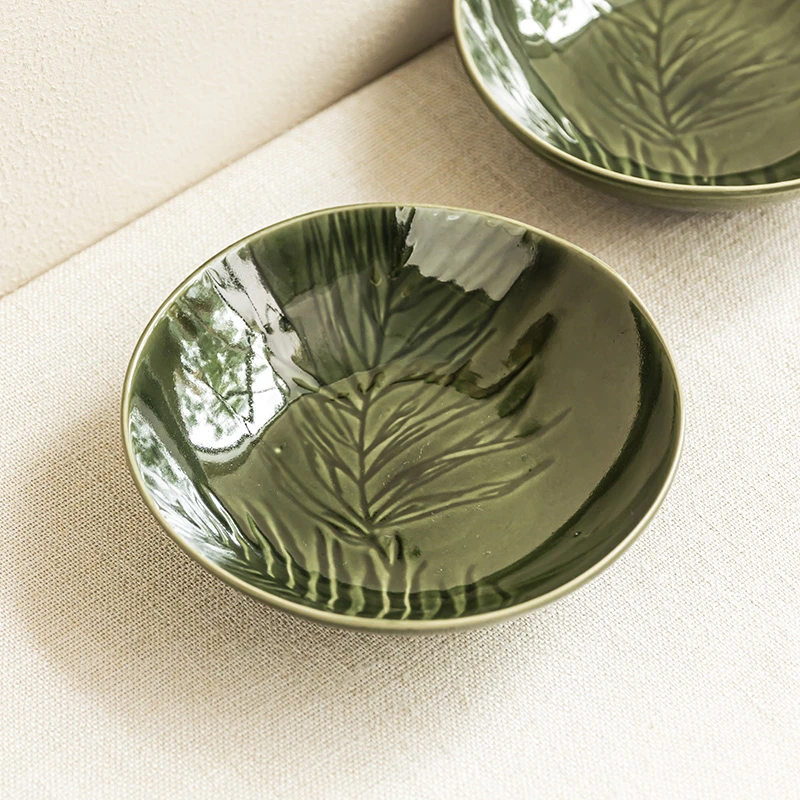 YE HOME 墨绿色敞口碗创意图案餐厅意境碗陶瓷碗菜碗沙拉碗拌面碗