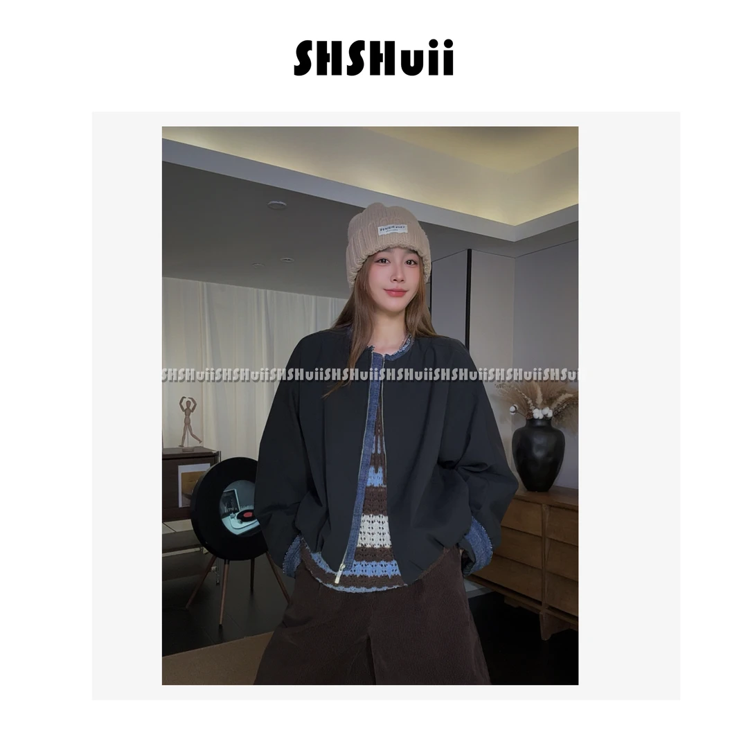 IN.SHuii【秋林匿语】韩系重工拉毛做旧棒球领休闲外套/BBO