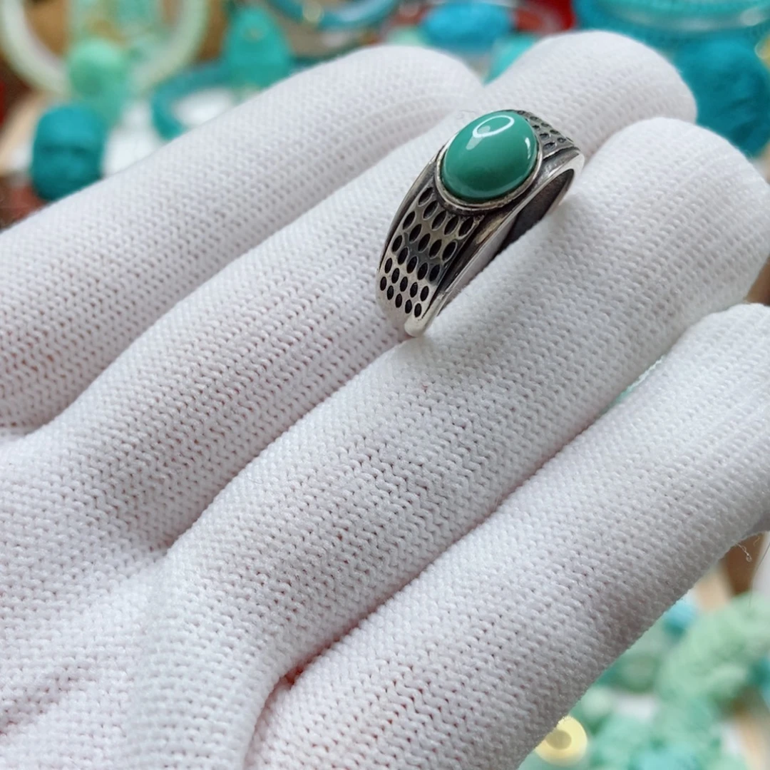 绿松石银S925镶嵌戒指