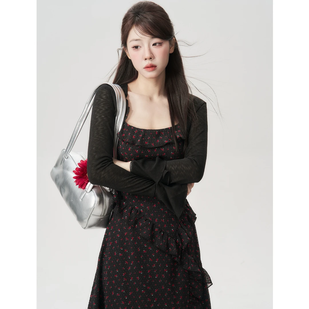 【小野莓】春季气质时髦百搭高级感薄款喇叭袖针织开衫坎肩BT97067