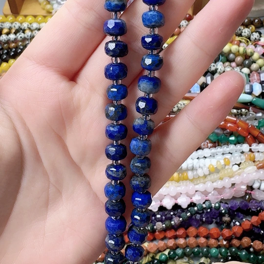 未镶嵌玛瑙/玉髓珠宝半成品青金石车轮一条