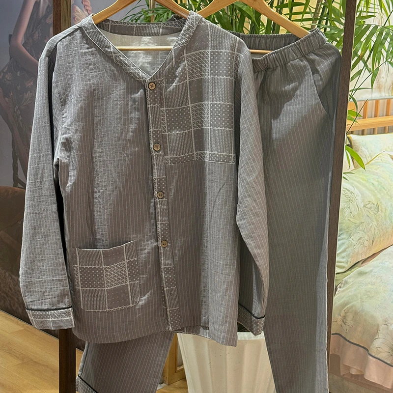 【有斐家居】双层纱色织玉玲珑家居服(男款)