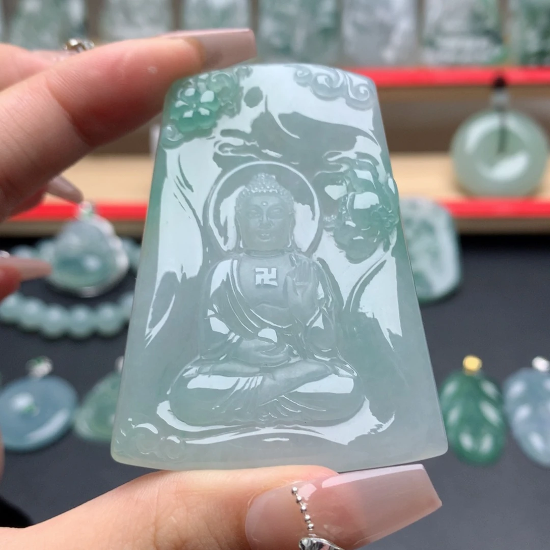 翡翠未镶嵌颈饰阿弥陀佛