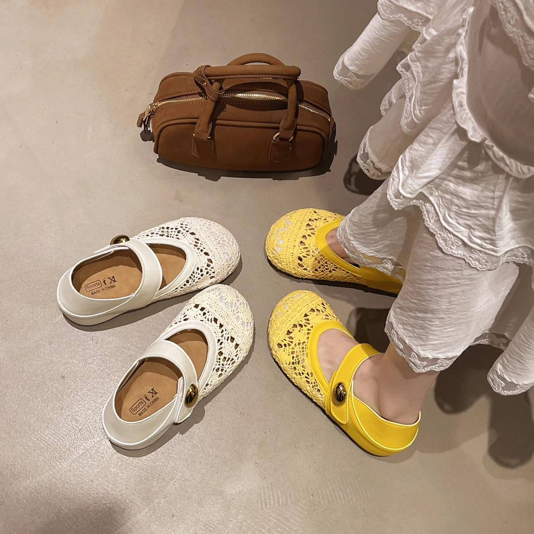 厚底内增高踩脚一脚蹬编织玛丽珍鞋子女配裙子2025春夏季新款爆款