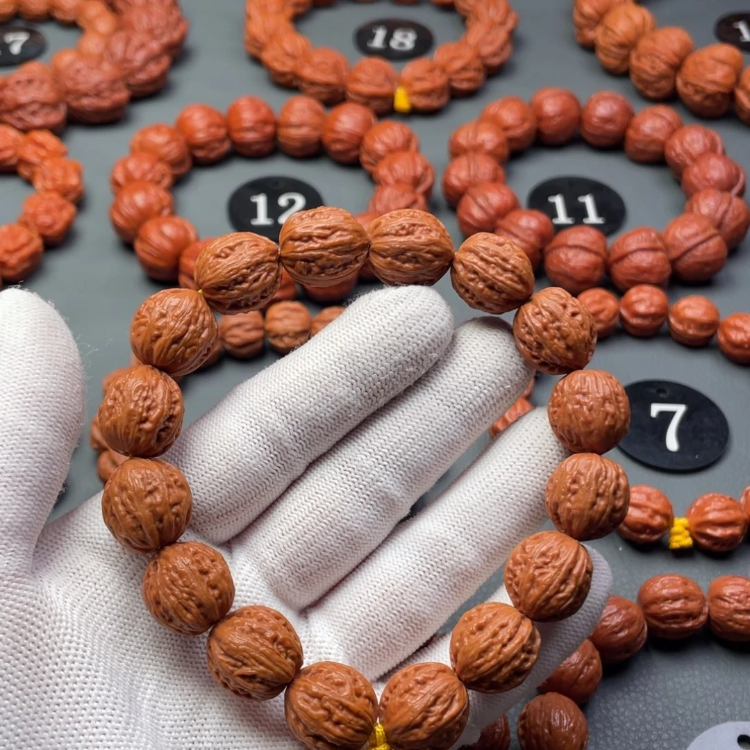 文玩核桃手串野生核桃麦穗纹京八棱秋子手持