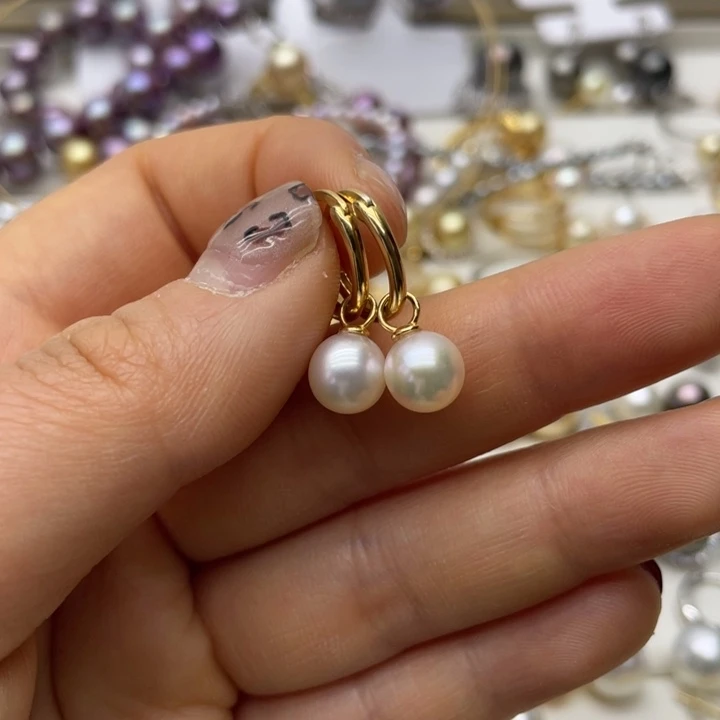 海水珍珠耳饰银S925镶嵌
