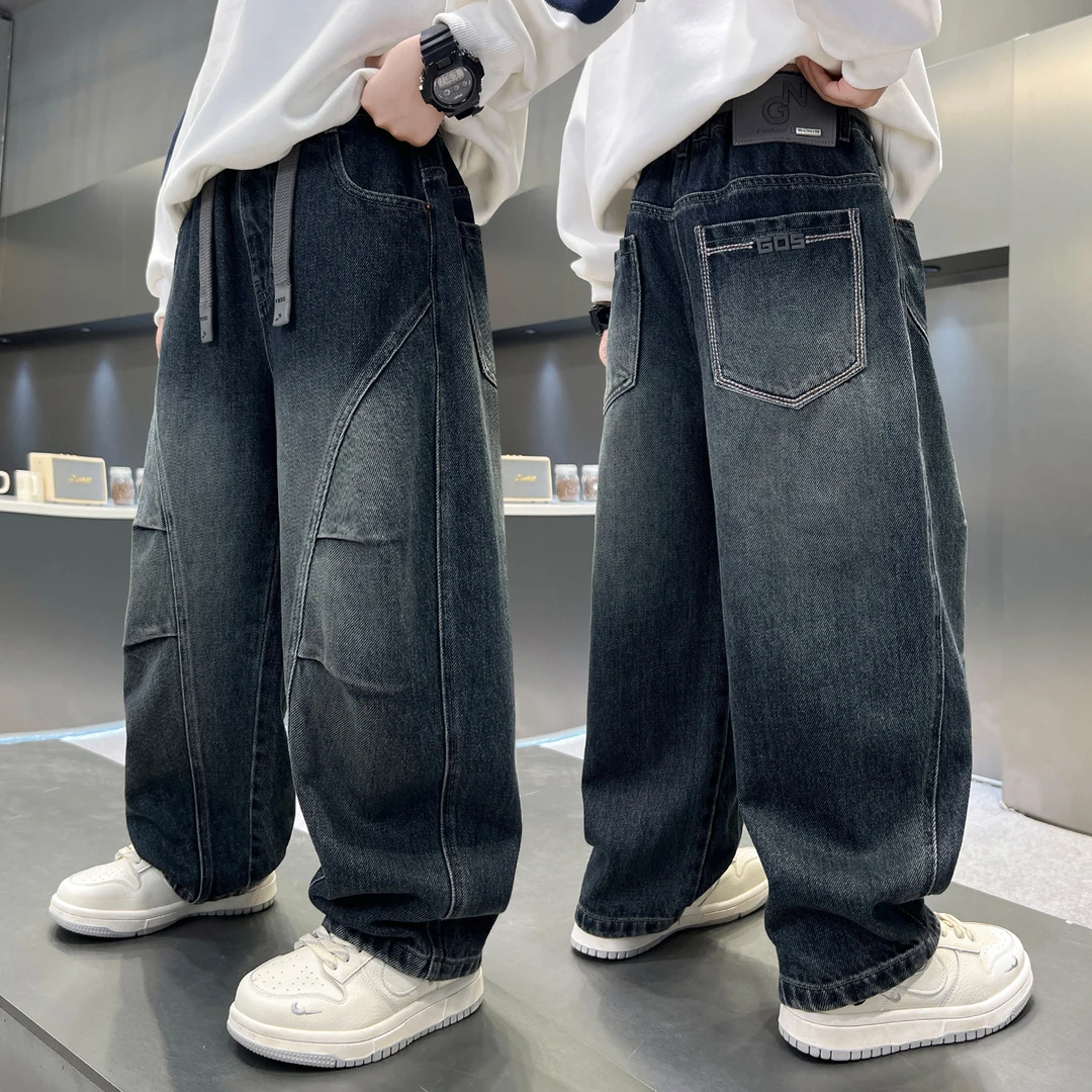 男童直筒牛仔裤春秋2025新款韩版中大童休闲长裤痞帅男孩秋装裤子