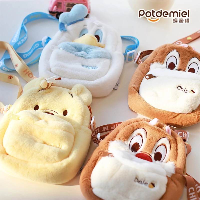 potdemiel蜂蜜罐正版迪士尼可爱卡通奇奇蒂蒂小熊噗噗单肩斜跨包