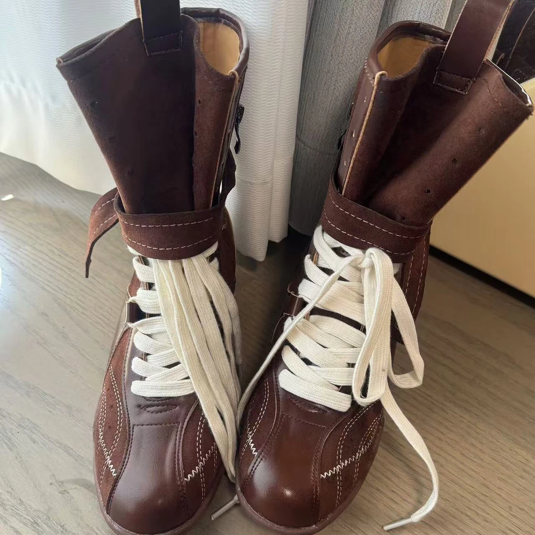 磨砂系带ins风拳击靴