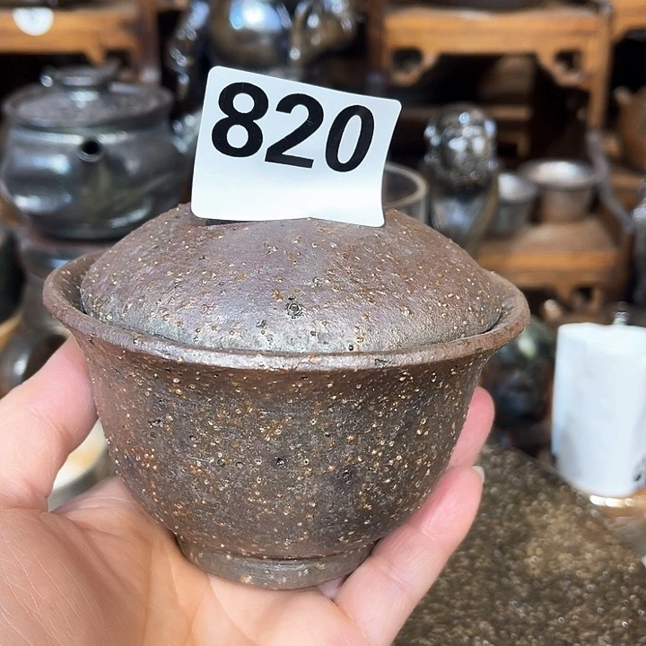 杯高温柴烧陶泥盖碗