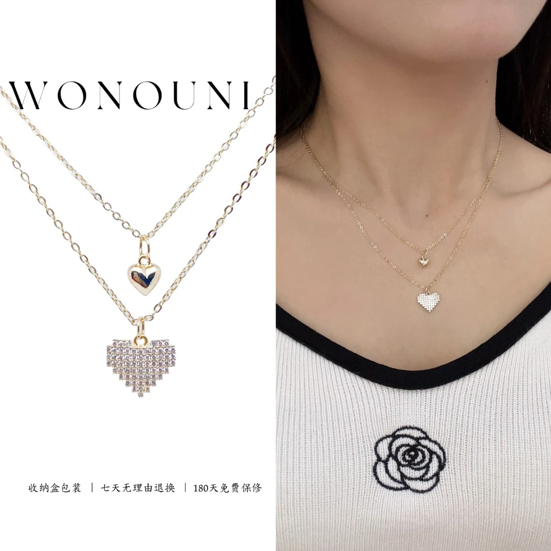 铜合金项链 CHANGE x 叠戴爱心 项链精致小众百搭ins潮  弧 X161