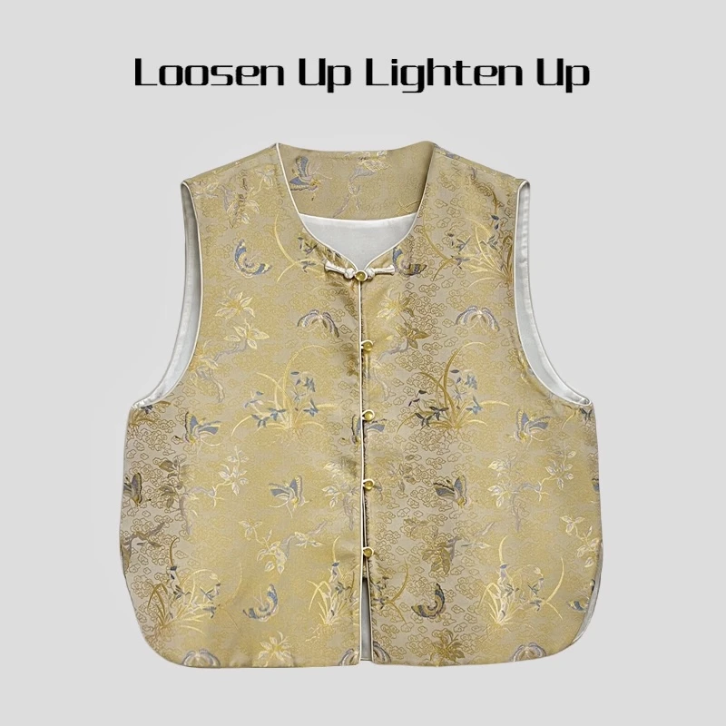 Loosen Up【宋锦•时来运转】真丝香云纱35姆米国风圆领无袖马甲背心