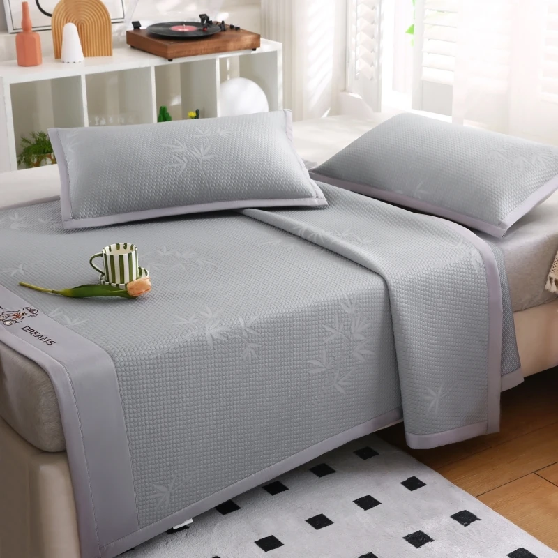 新款A类加厚高克重凉感冰豆豆凉席三明治凉席三件套可机洗水洗