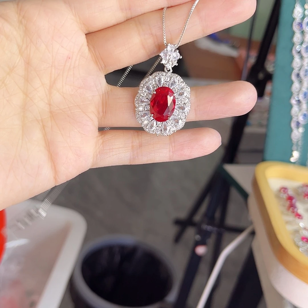 颈饰银S925镶嵌红宝石