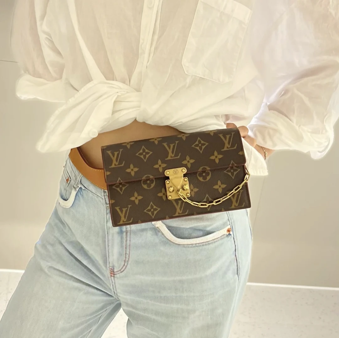 99新 LouisVuitton/路易威登 LV slock老花胸包腰包/9195