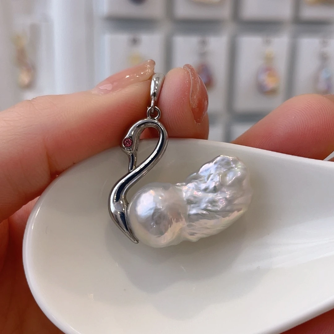 淡水珍珠天然珍珠巴洛克银S925镶嵌