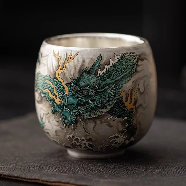 ZH1215-龙腾四海银杯+橙色礼盒