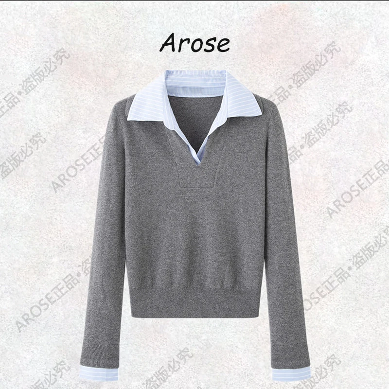【AR0SE•正品】2025秋季毛衣针织衫早秋针织衫百搭polo衬衫领4136