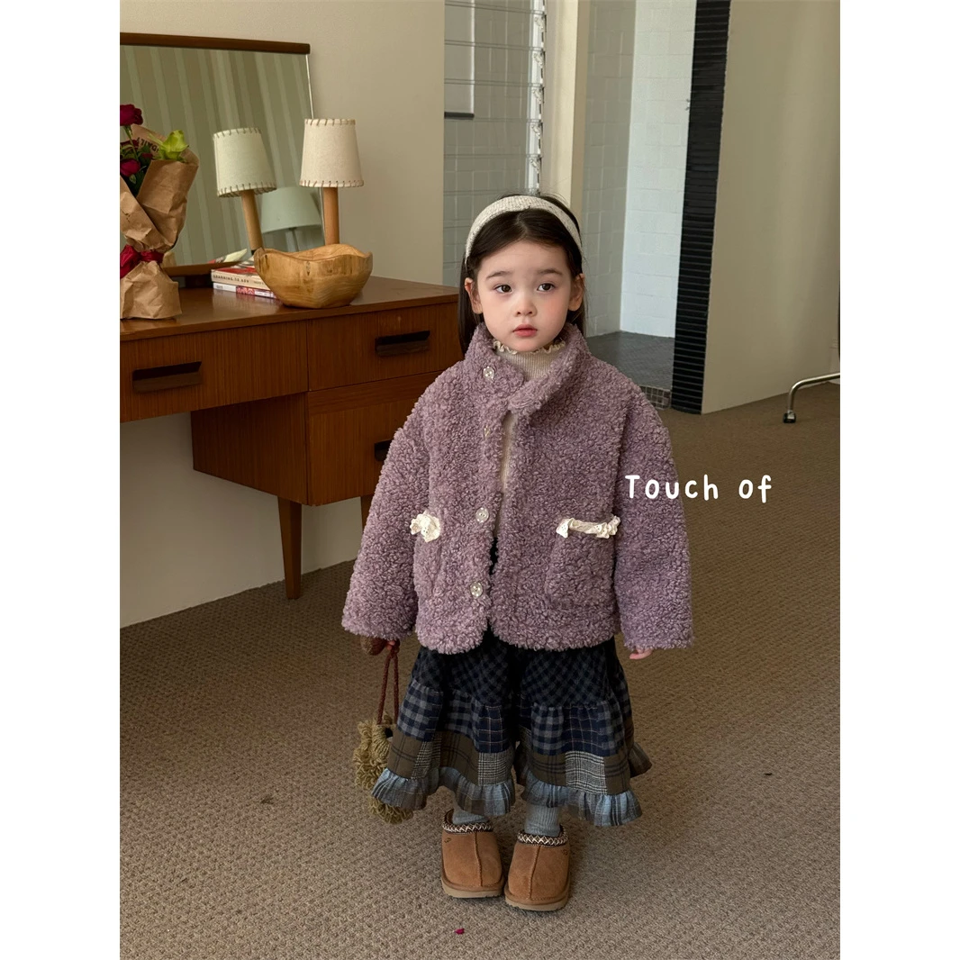 TF·25冬~立领毛毛外套525345(童装汉服）紫色