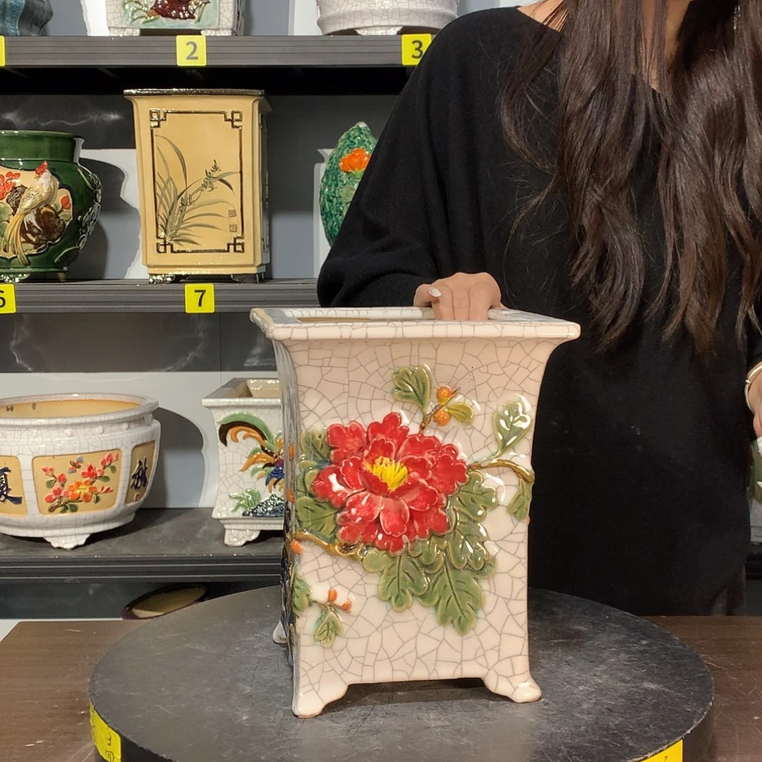 泥***土高温烧制石湾盆花盆