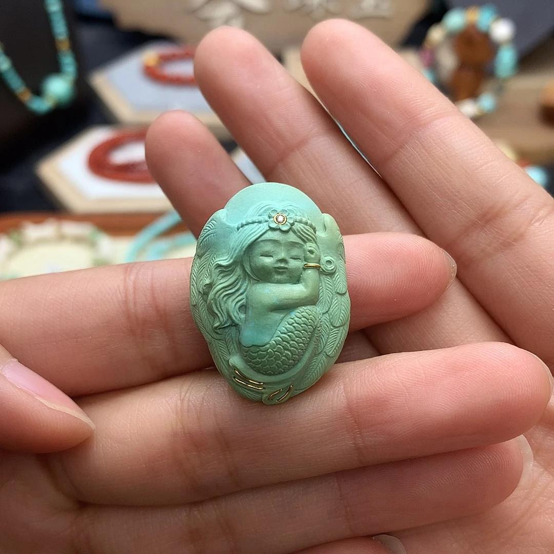 绿松石挂件未镶嵌两***朵