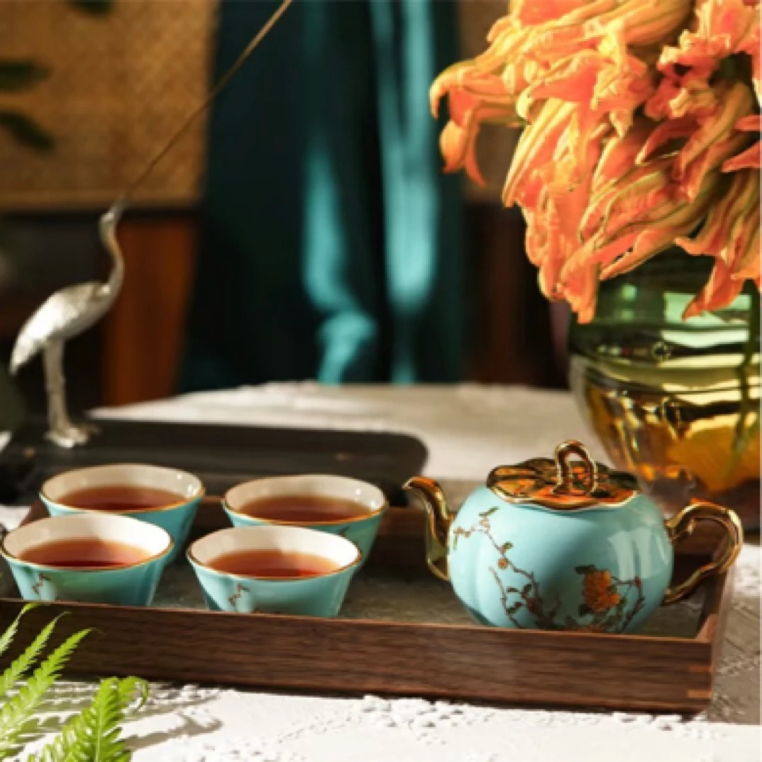 夫人瓷.西湖蓝6头茶具（300ml）