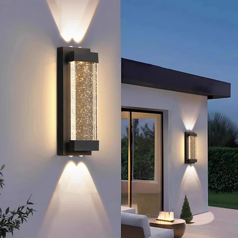 户外防水壁灯别墅外墙灯水晶灯简约现代庭院上下三面发光室外阳台