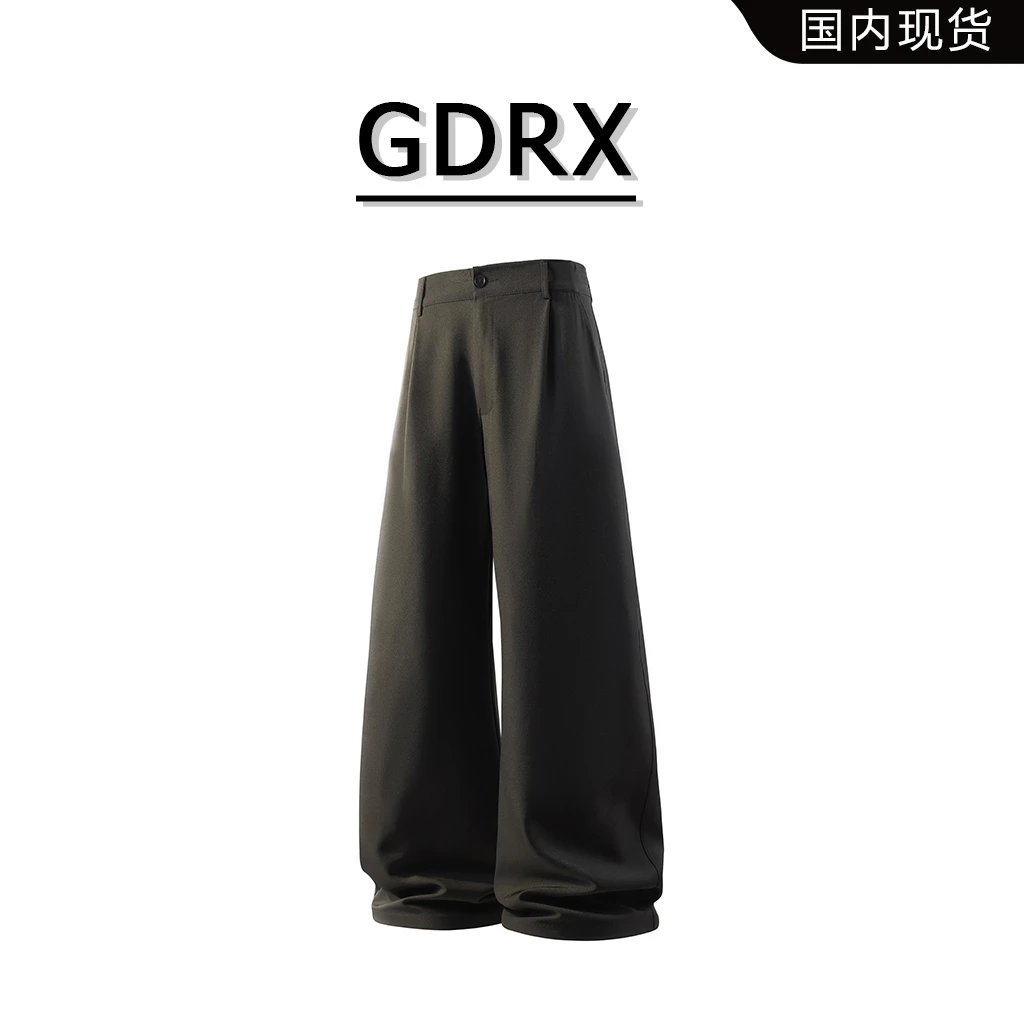 GDRX美式纯色休闲裤男秋季潮流轻奢西裤百搭时尚直筒裤痞帅男裤